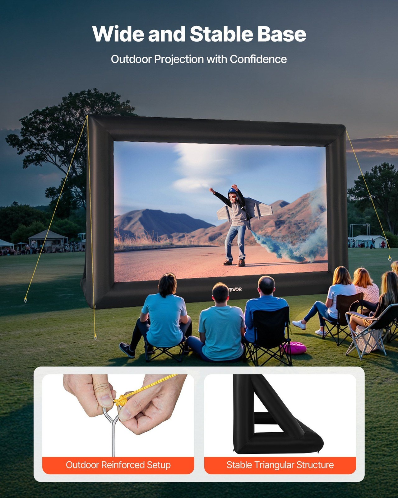 20FT Universal Inflatable Screen 250W Air Pump Suitable for All Projectors