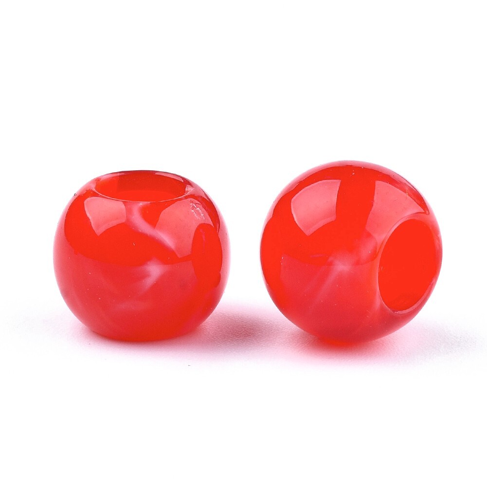 75 pcs Red Gemstone Style Acrylic Ball Beads - 12mm - 5.5mm Hole - Fit Paracord