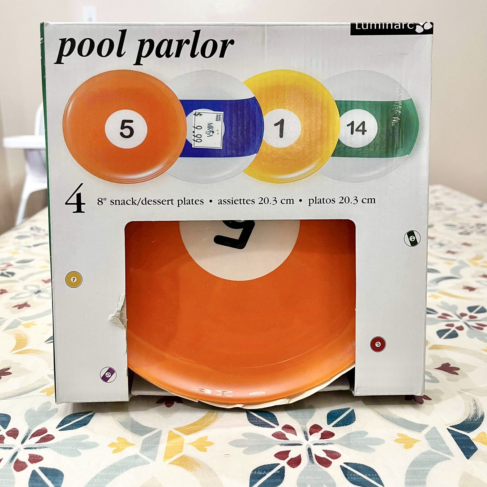 Vintage Luminarc Pool Parlor Billiards Snack Dessert Plates 8" For Man Cave NEW!