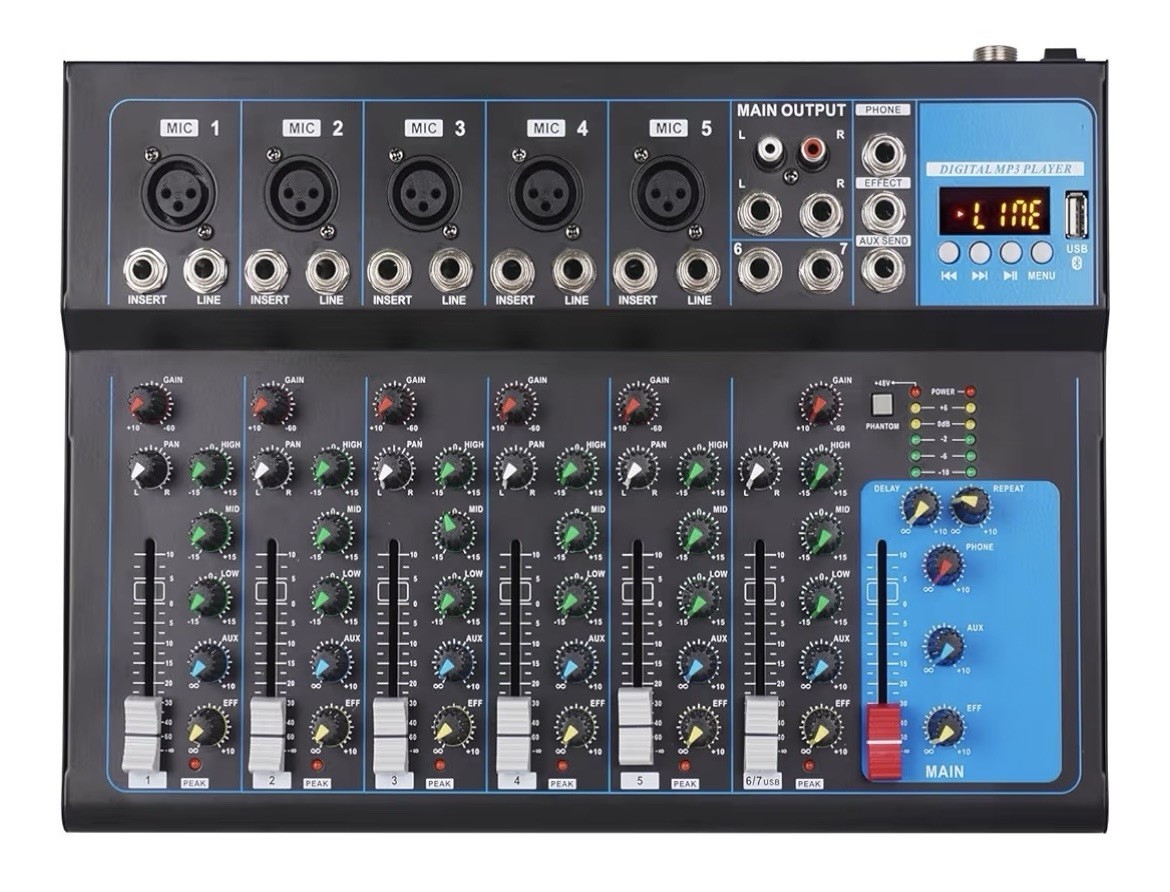 NXG GH7 4-Channel Bluetooth Mixer, 48V Phantom, USB, XLR, Open Box