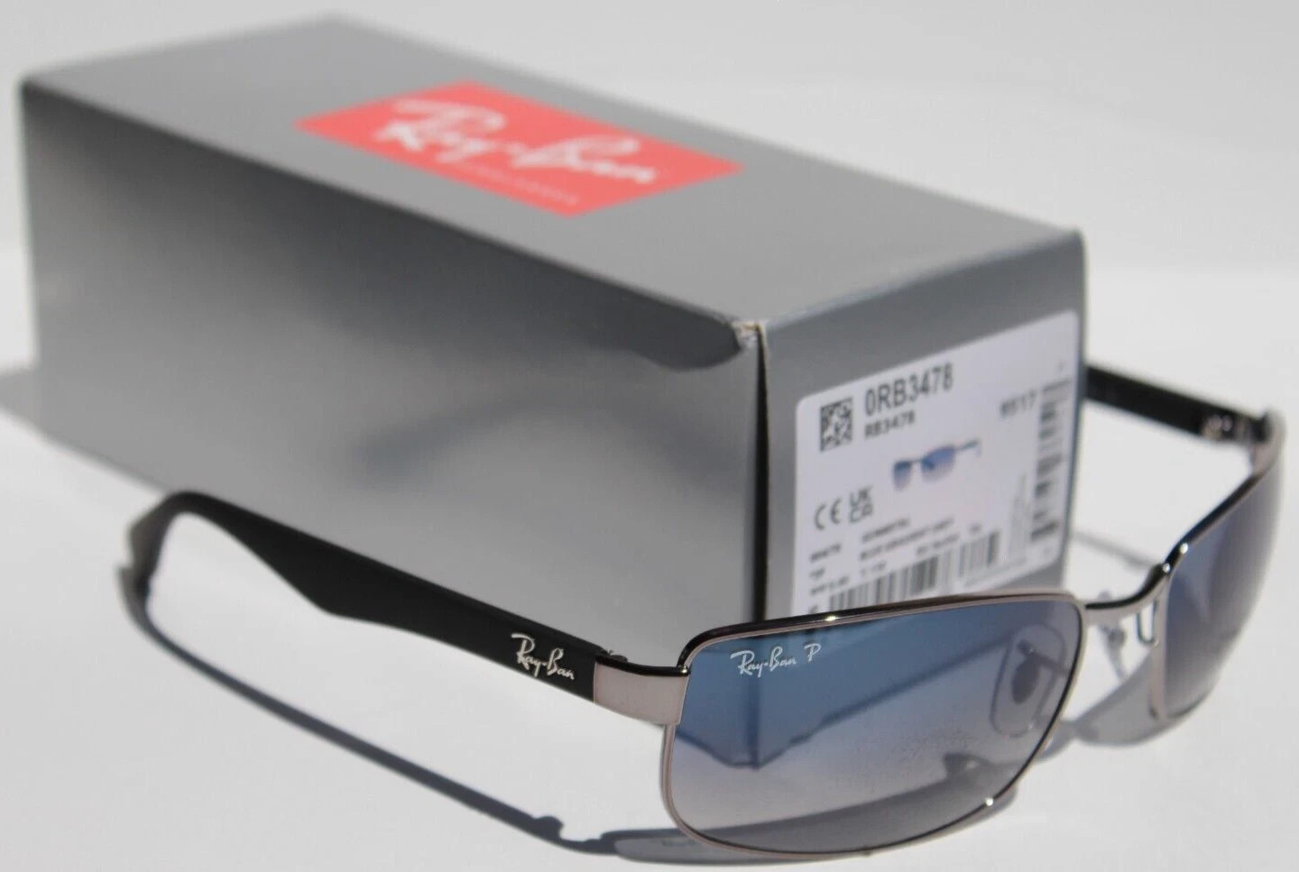 Ray-Ban RB3478 POLARIZED Sunglasses Silver/Blue Gradient 004/78 NEW