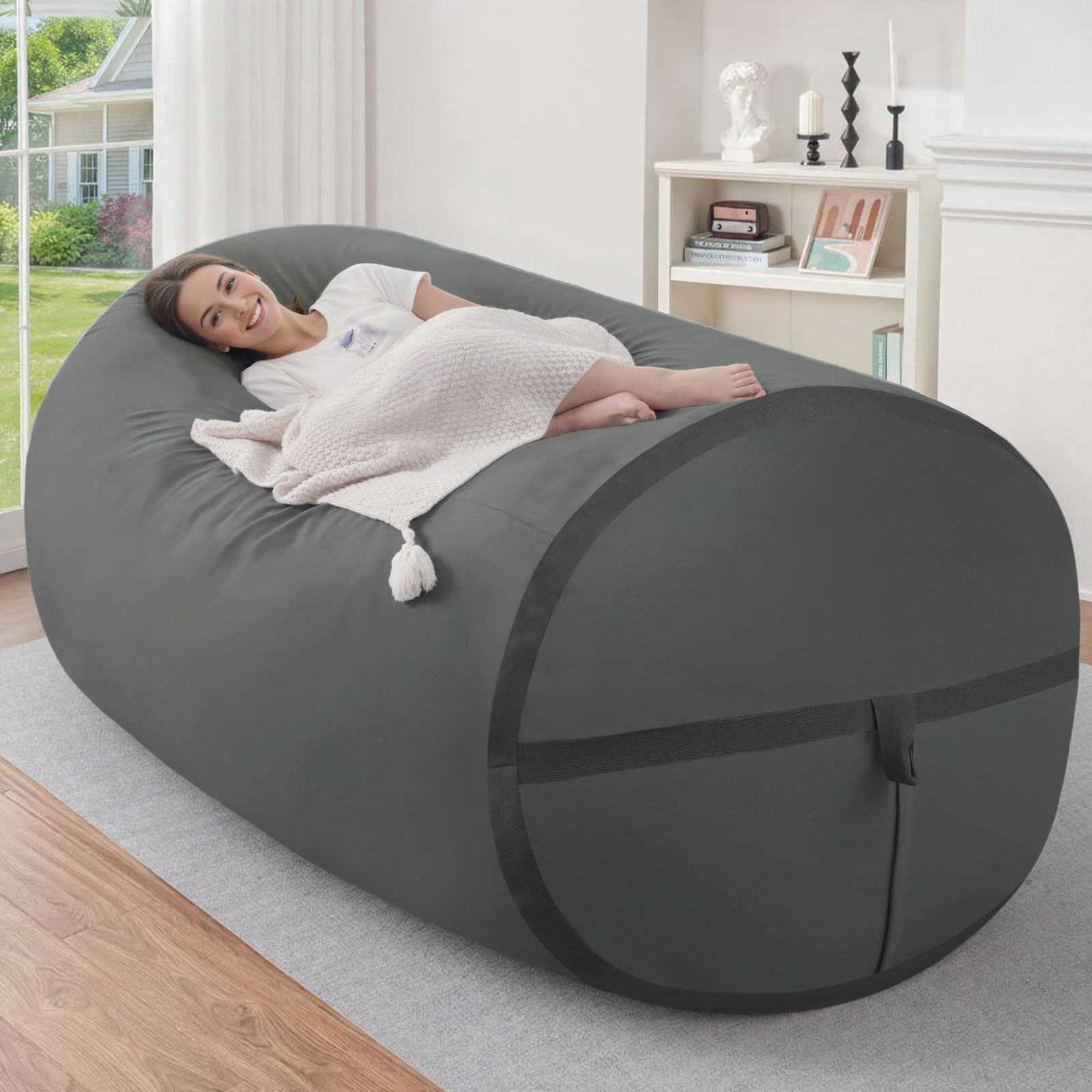 4ft Bean Bag Chair Giant Bean Bag Chairs for Adults with Memory Foam Filled, ...