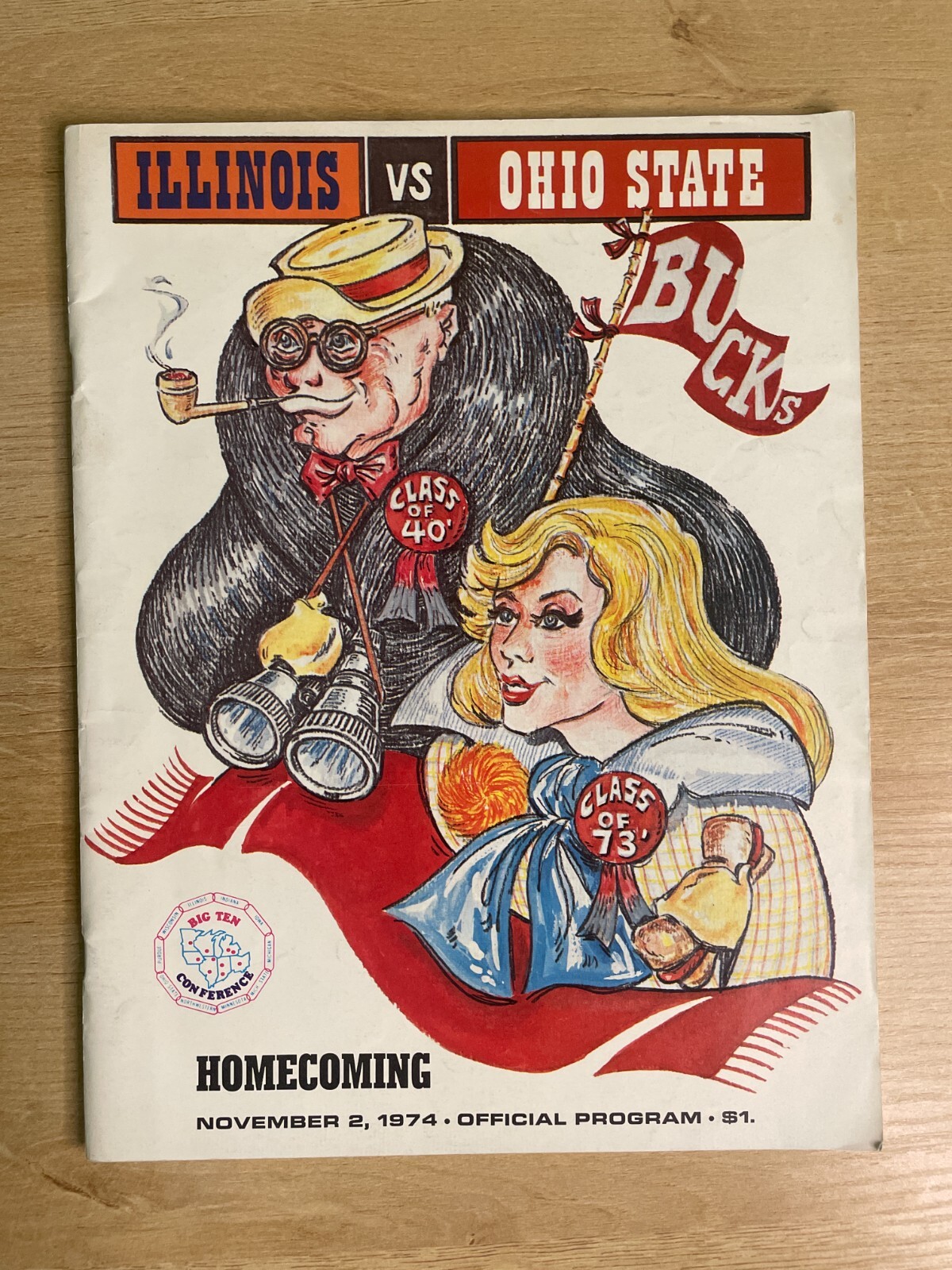 Vintage Ohio State Vs. Illinois November 2, 1974 Football Program B2415