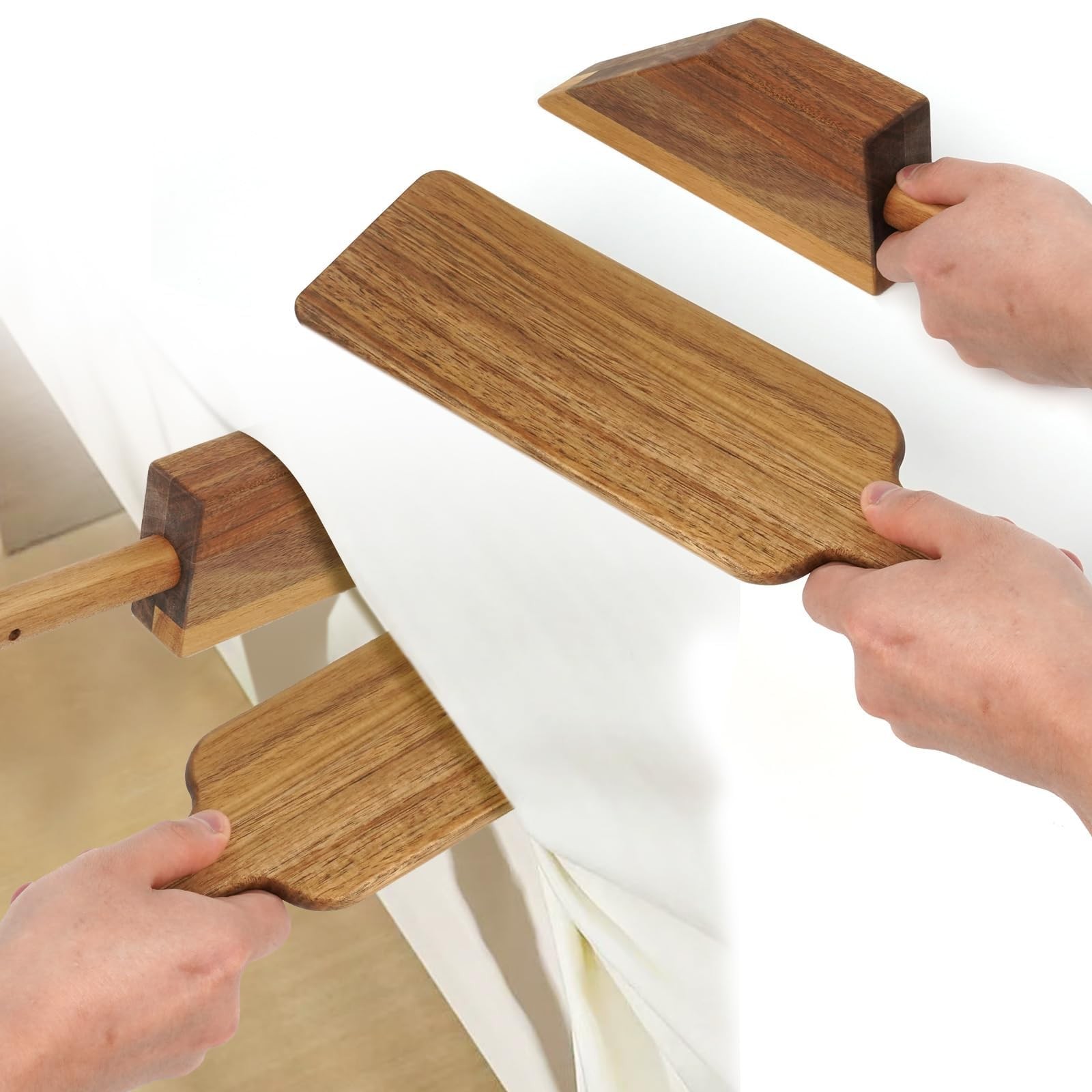 Mattress Lifter Tool for Changing Sheets, Acacia Wood Mattress Lifters for Se...