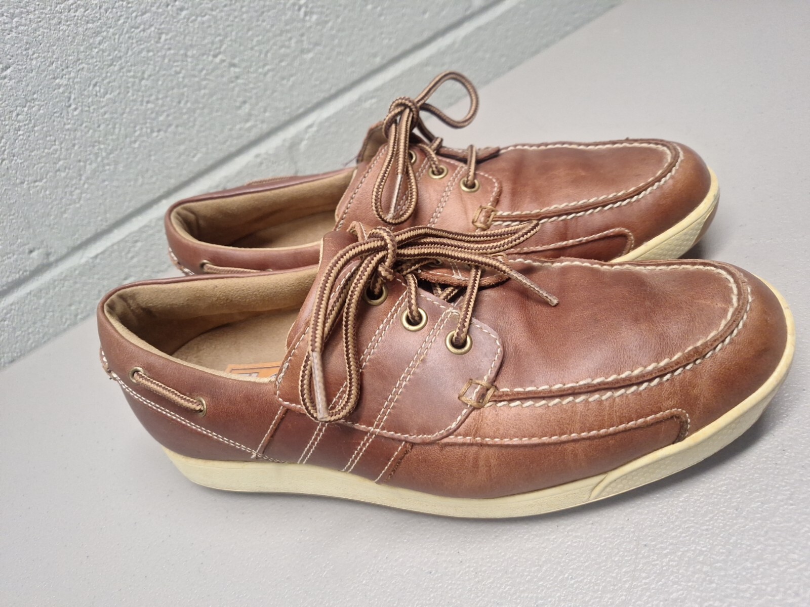 Footjoy Contour Casual Spikeless Golf Shoes Brown Leather 54332 Mens Sz 8.5 M