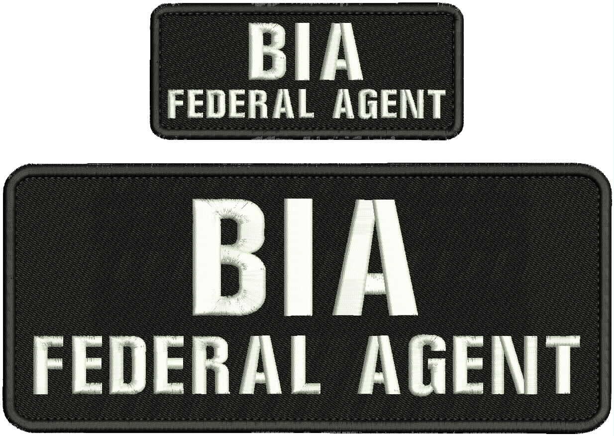 BIA FEDERAL AGENT EMB PATCH 4X10 AND 3X6 HOOK ON BACK WHITE ON BLACK