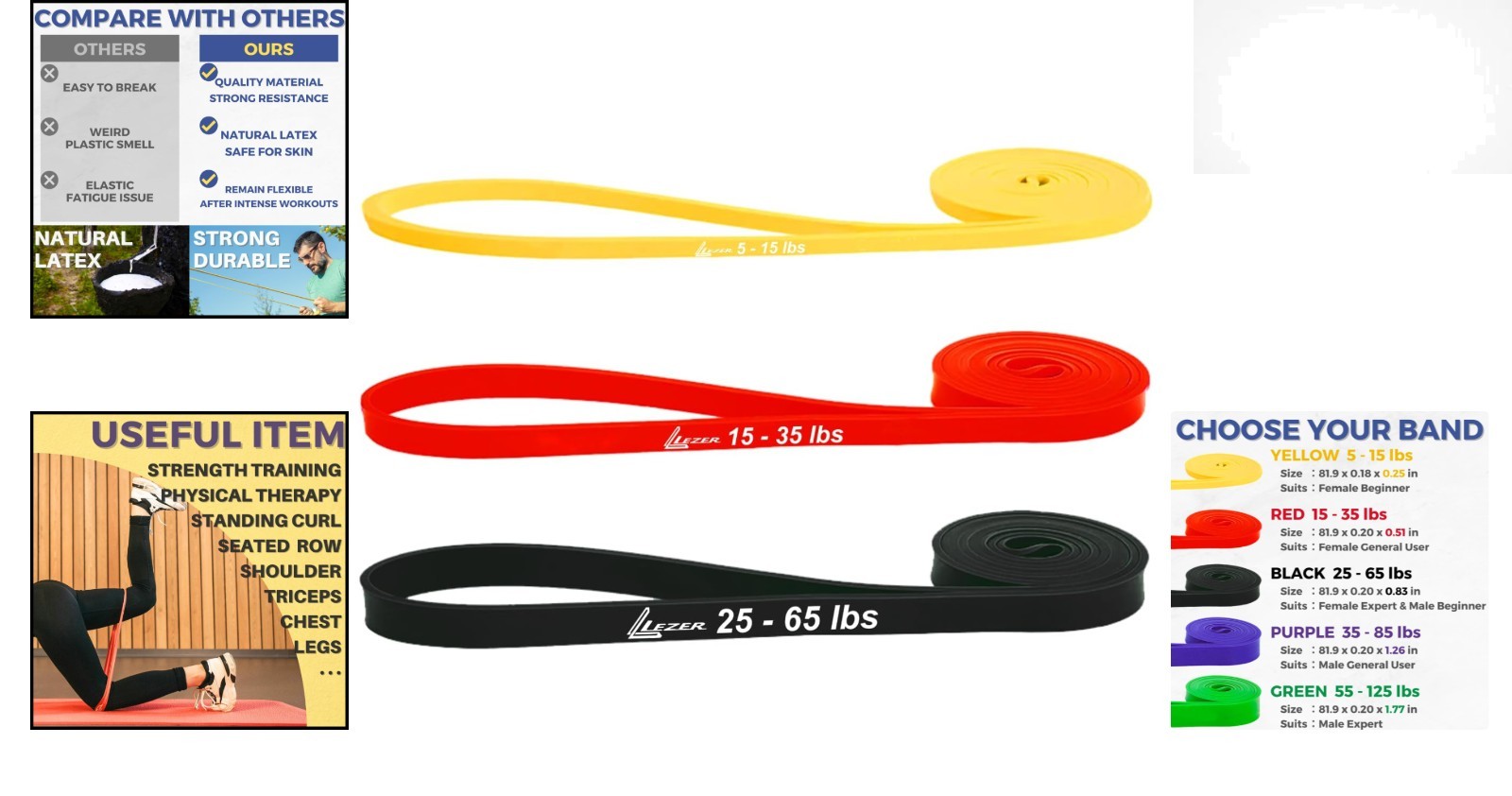 Versatile Resistance Bands for Strength Training and Recovery - Lightweight Set