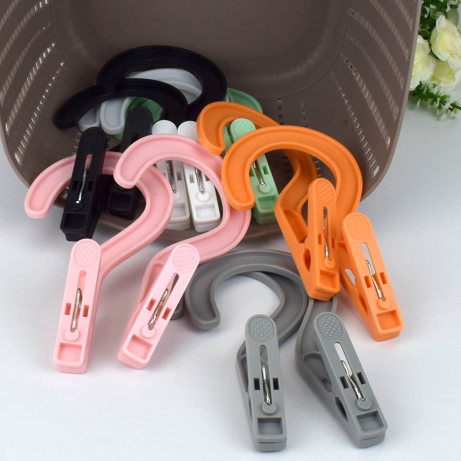 Laundry Hooks Boot Hangers Plastic Clothes Pins Hanger Clips Multicolor 12pcs