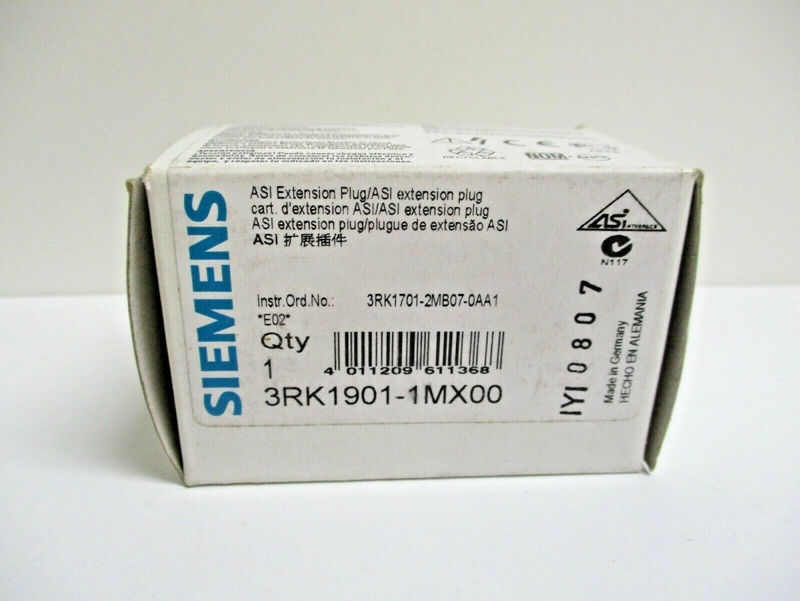 SIEMENS, 3RK1901-1MX00, EXTENSION PLUG, SURPLUS