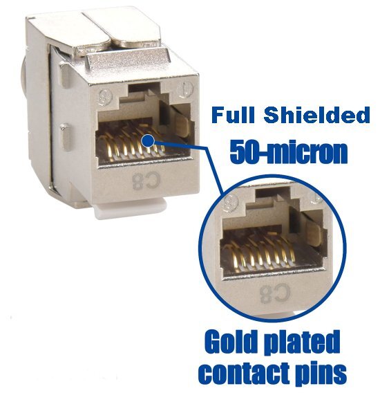 CAT.8 Full Shielded Keystone 8P8C Insert RJ45 Ethernet Network 40Gbps ToolLess