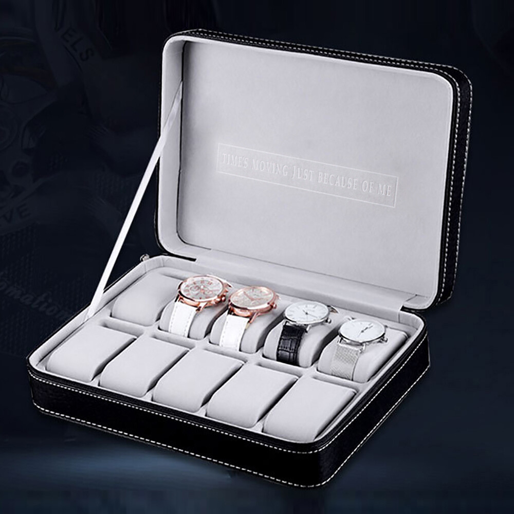 6/10/12 Slots Men Watch Box Leather Display Case Organizer Jewelry Storage Box