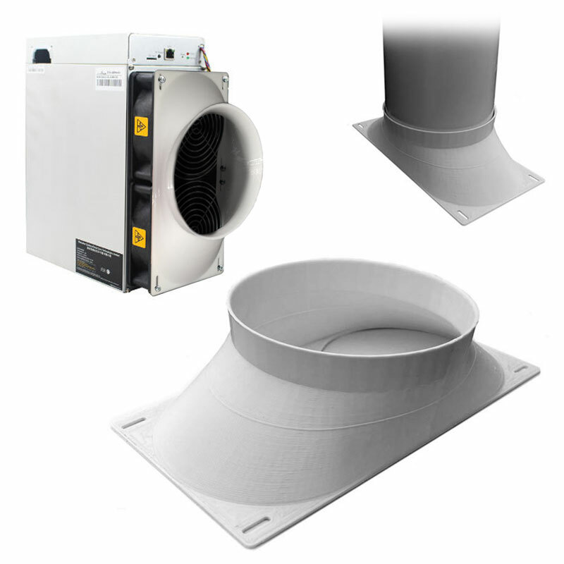 Antminer S11 S15 T15 S17 T17 Z9 Z11 DR5 Double 120mm Fan Duct to 125mm 5" Outlet
