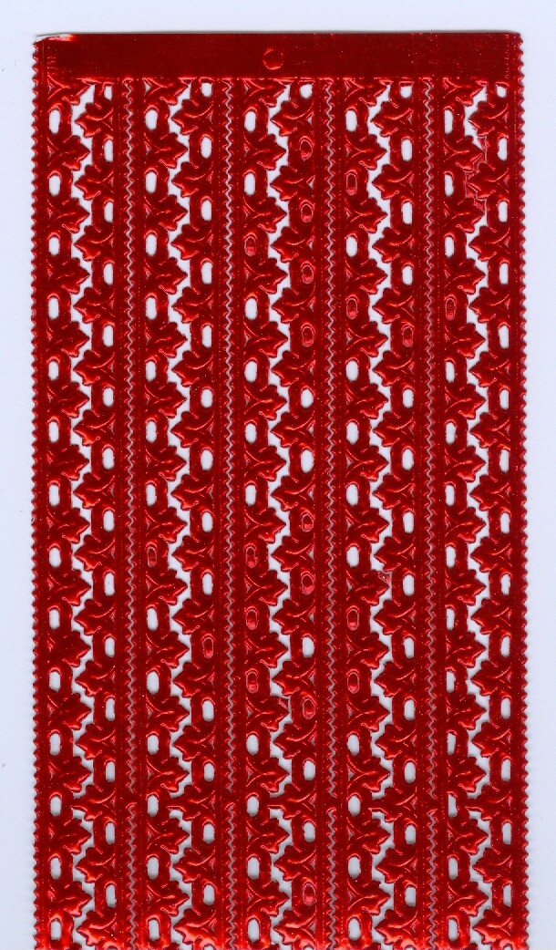 RED FOIL GERMAN DRESDEN DIE CUT PAPER FLEUR BORDER