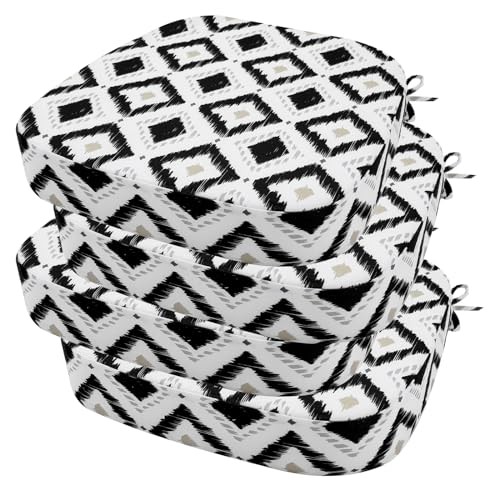 Outdoor Chair Cushions Set of 17" x 17" x 3" 17 x 17 x 3 Inch 4 Rhombus Black