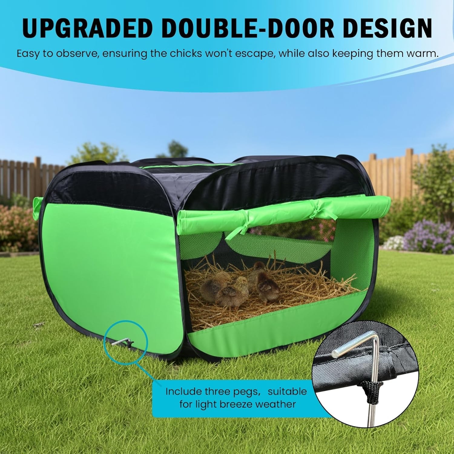 Chicken Brooder Box for Chick Starter Kit Upgrade Three-Sided Mesh Window Bro...