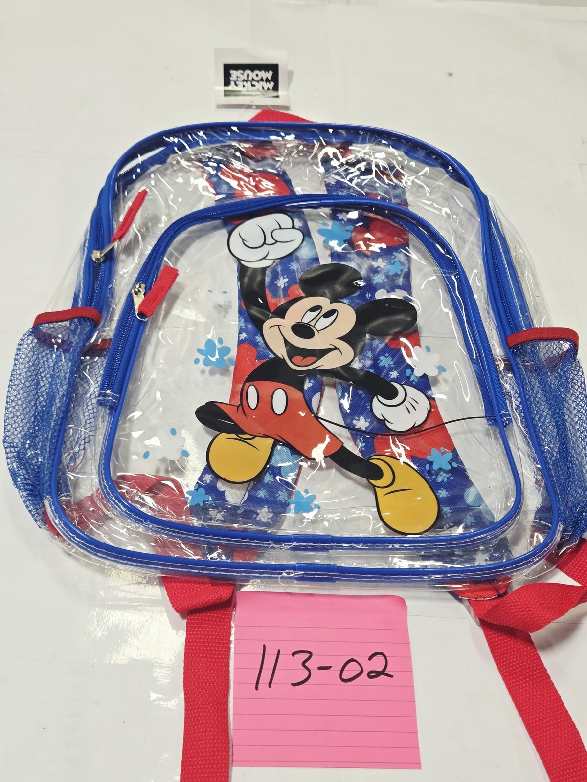 Disney Clear Mickey Mouse Kids Backpack Soft Case Boys Mesh Pockets School Bag