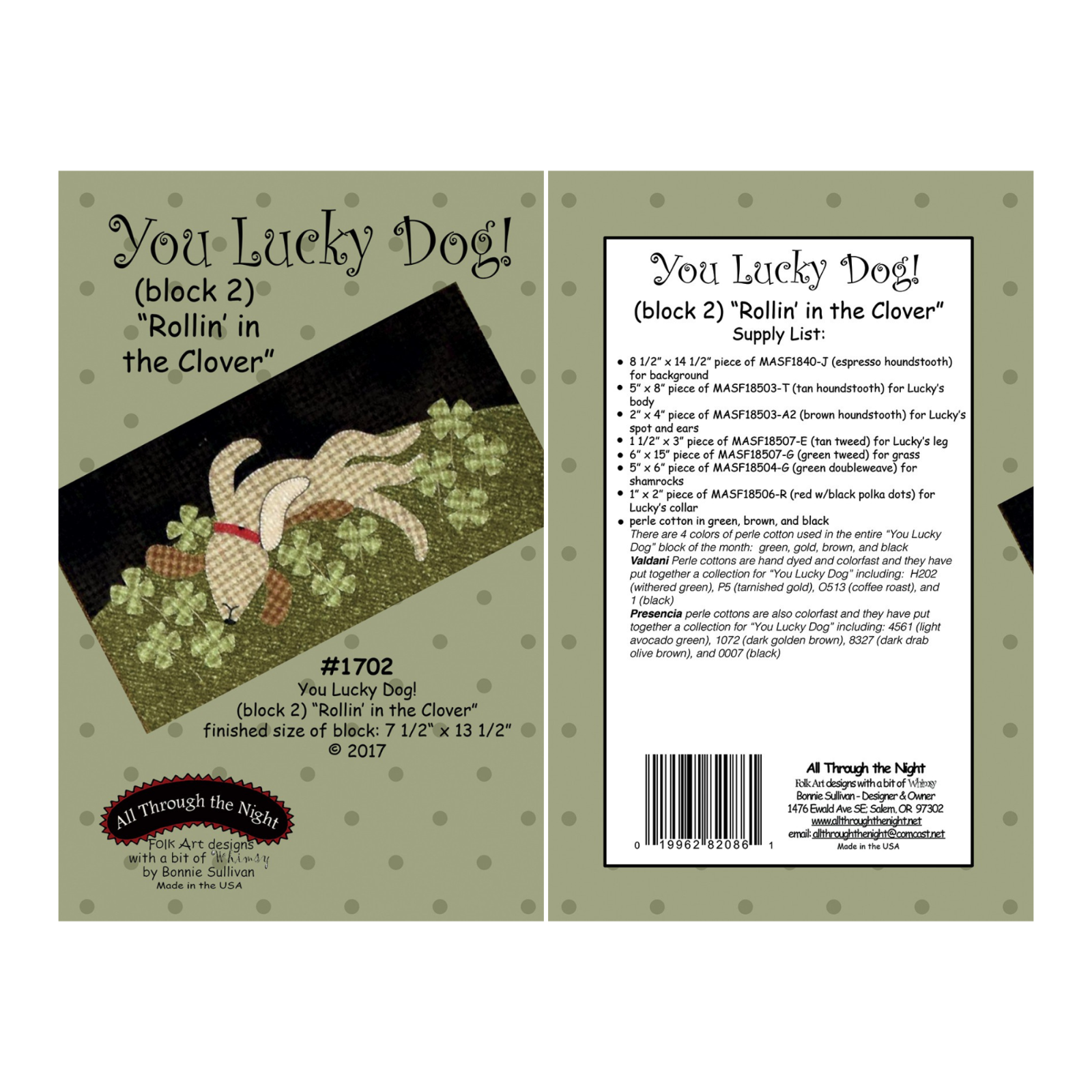 You Lucky Dog! Woolies Applique COMPLETE Quilt Pattern Set of 11 (NOT KIT)