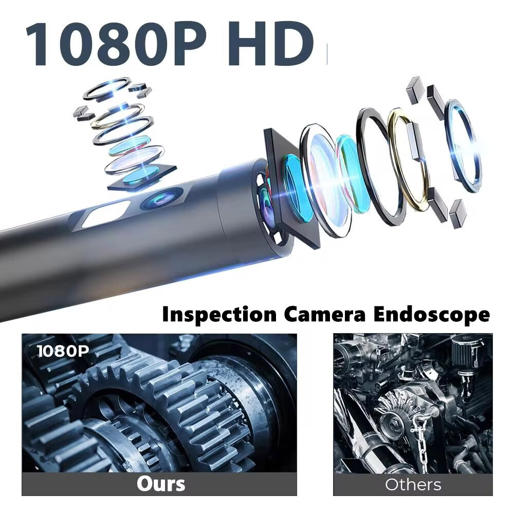 1920P Borescope Dual Lens Endoscope Camera 8 LED Lights for iOS/Android 16.5FT
