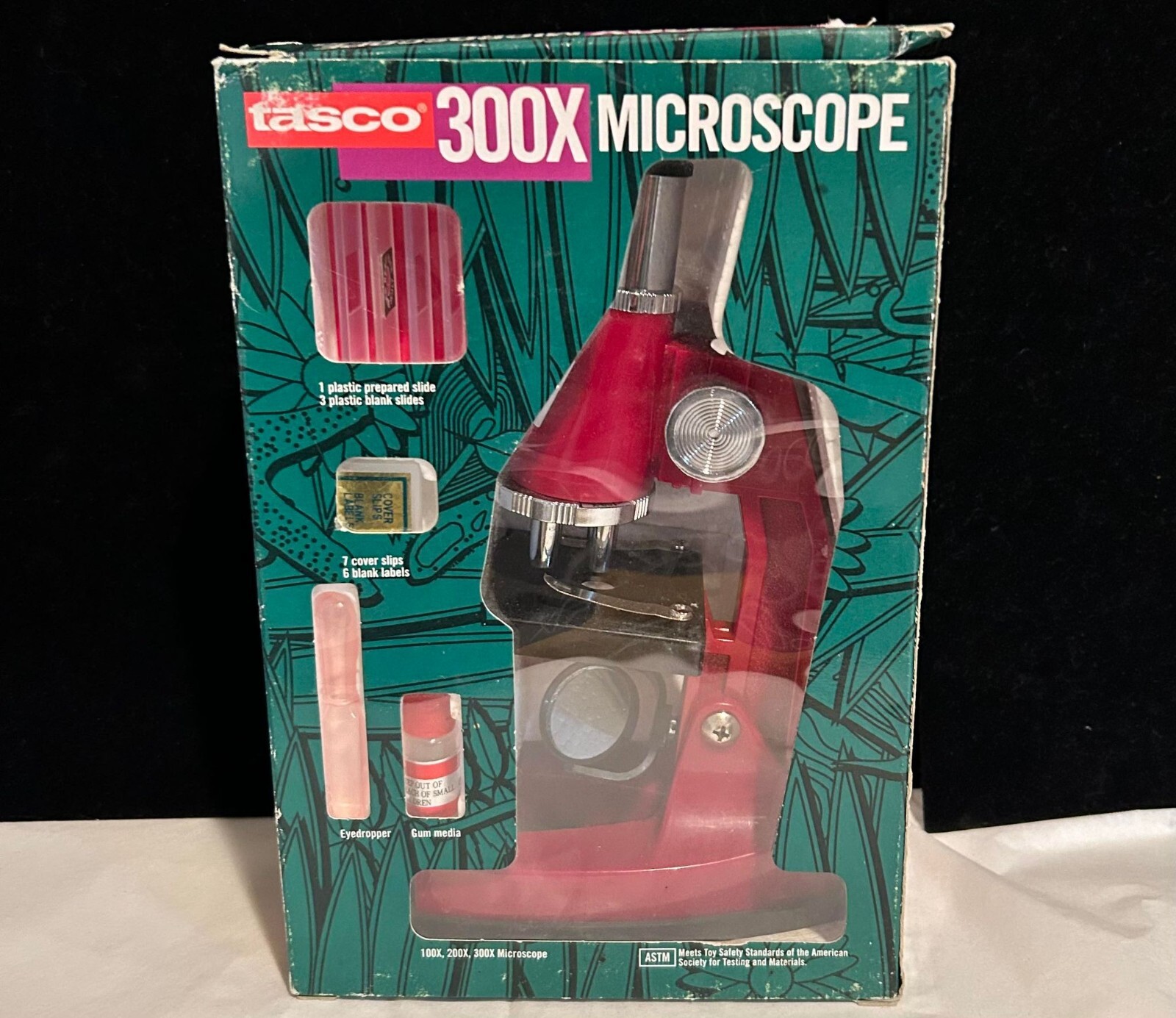 Vintage New TASCO 300X Microscope Kit In Box NOS Student Kids