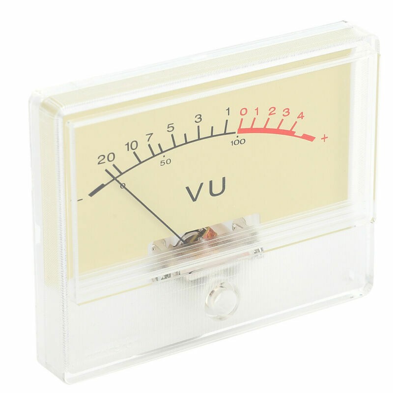 VU Meter Header with Light Bulb Audio Device Panel Amplifier Level Indicator