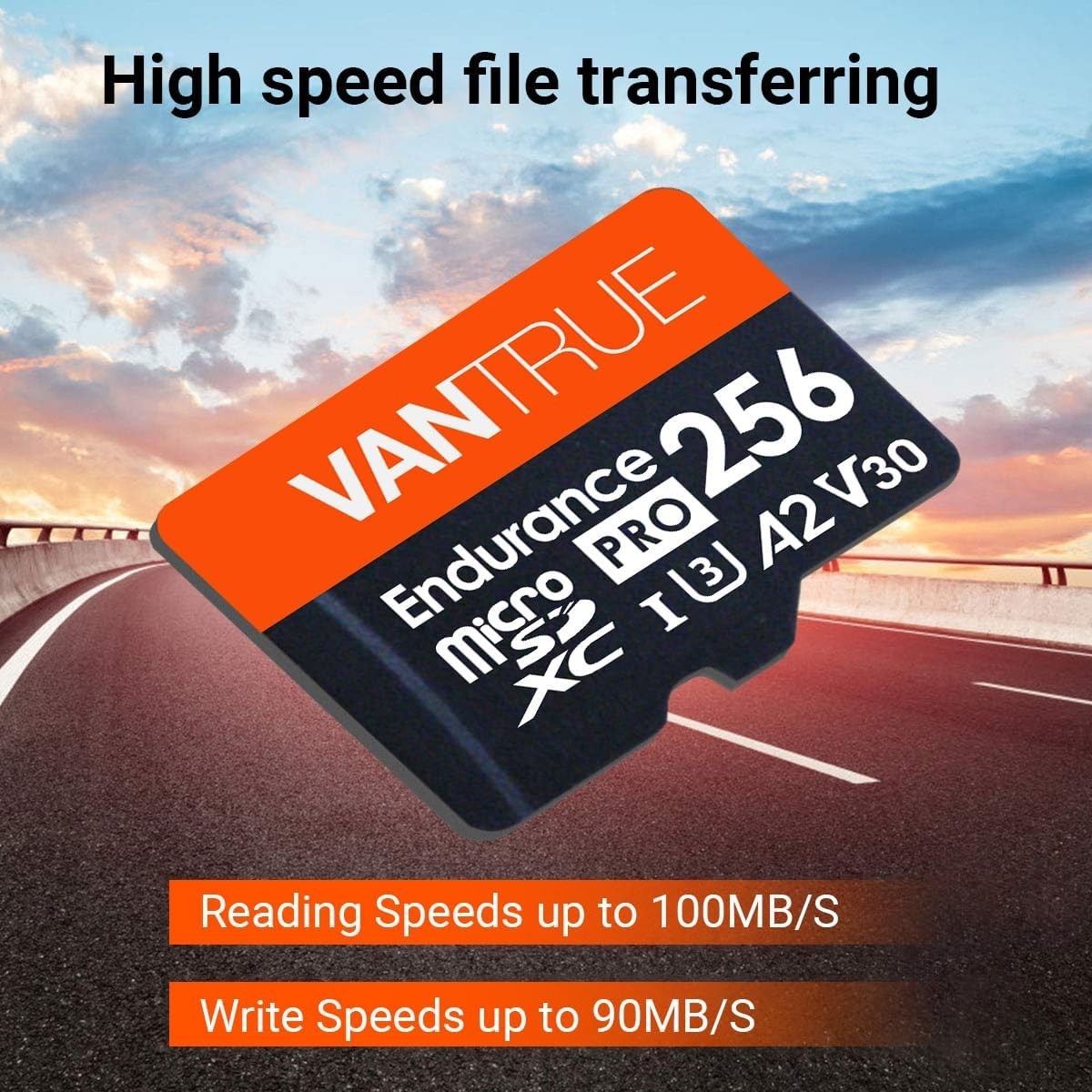 Vantrue 256GB High Speed Micro SD Card Class 10 Memory Card with Adapter for Cam