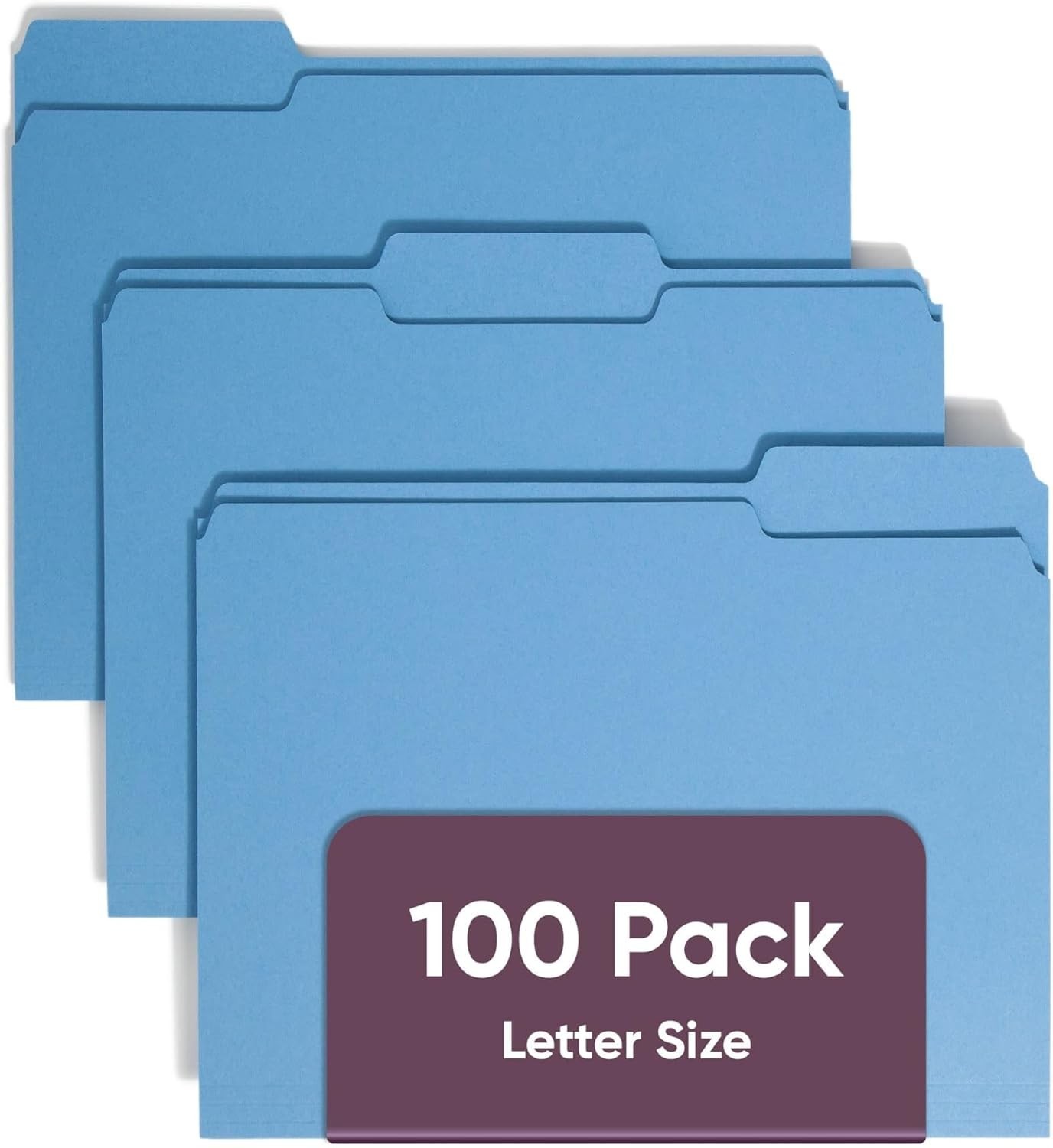 Elevate Organization: Blue 100 Pack 1/3-Cut Tab File Folders, Letter Size