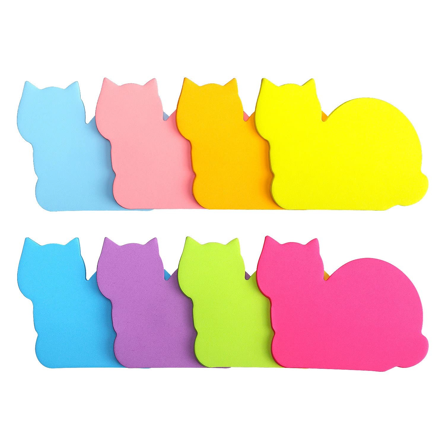Cute Cat Sticky Notes 8 Color Bright Colorful Sticky Pad 75 Sheets/Pad Self-Stic