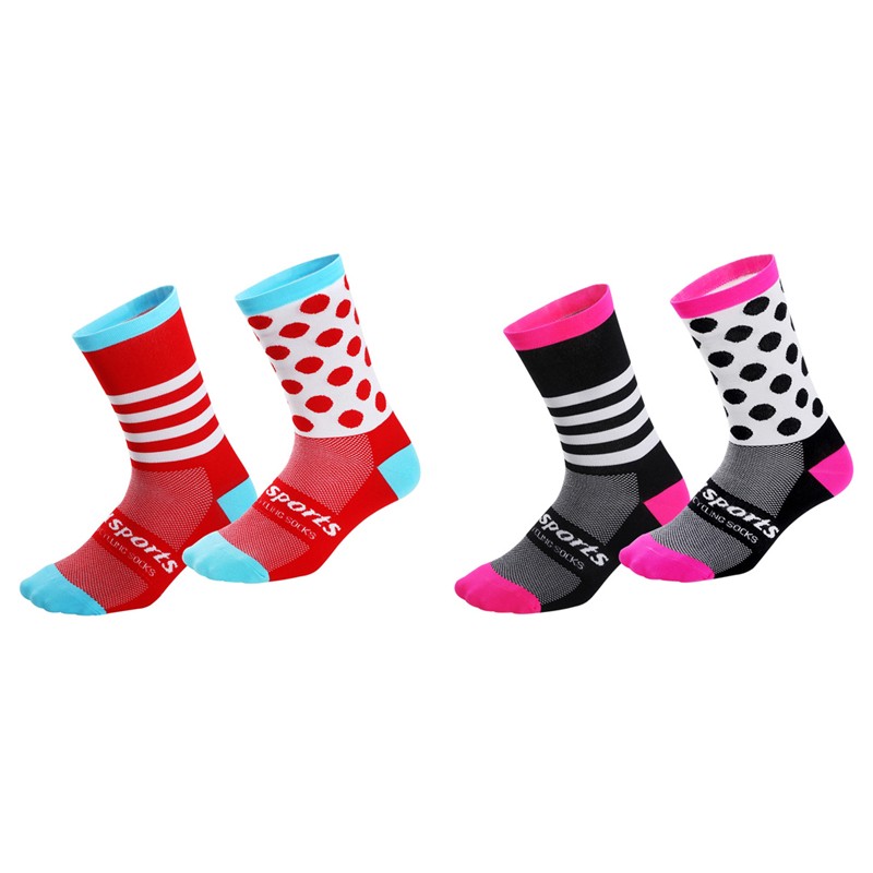 2Pairs Cycling Socks Riding Bicycle Bike Sports Ankle Socks XC MTB BMX Black Red