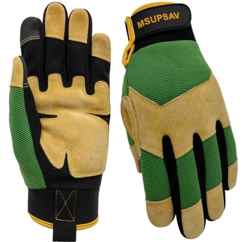 Work Gloves Men,Utility Mechanic Working Glove High Medium Green+yellow