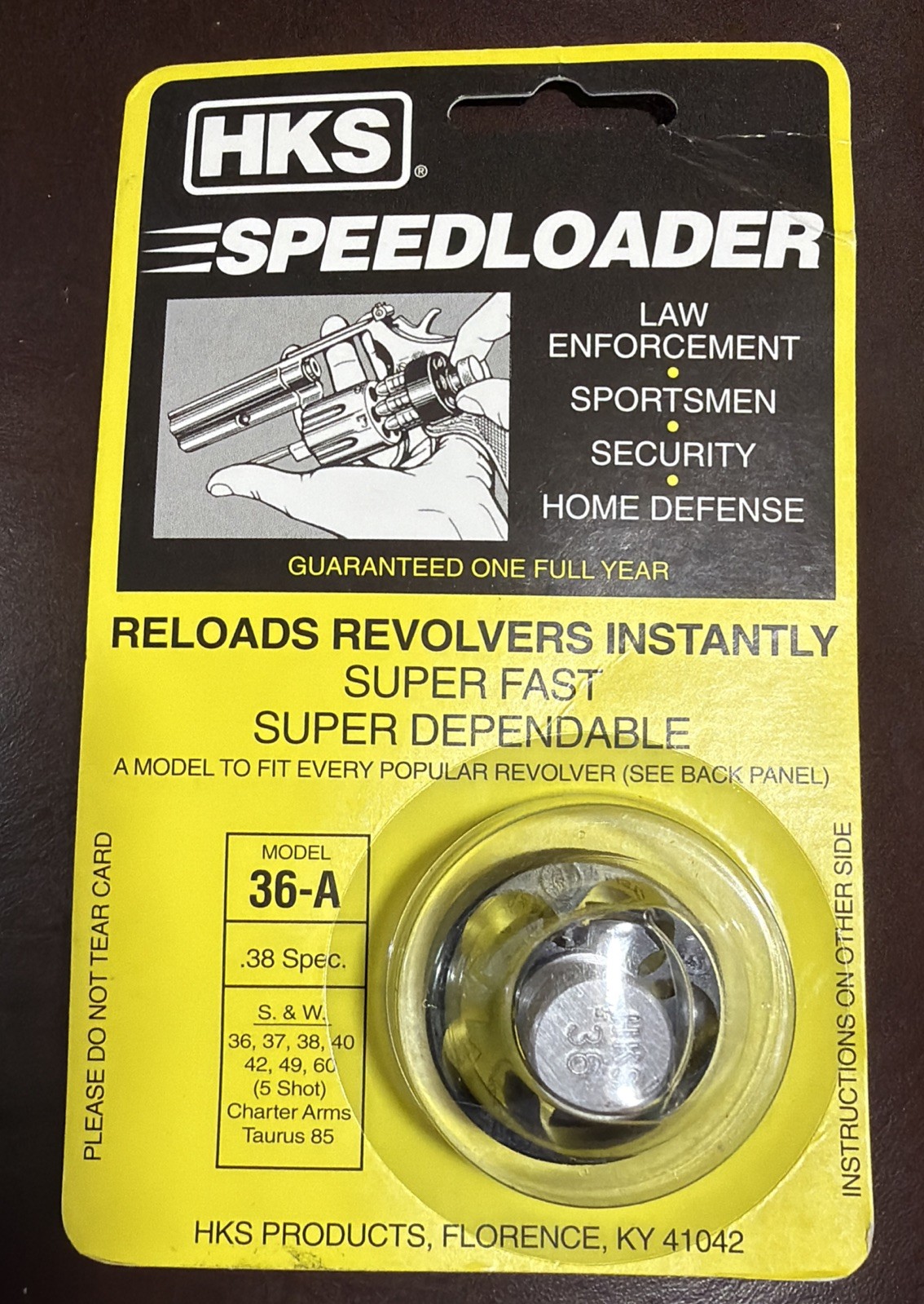 HKS Speedloader Model 36-A – .38 Special / .357 – 5 Shot – New on Card – USA