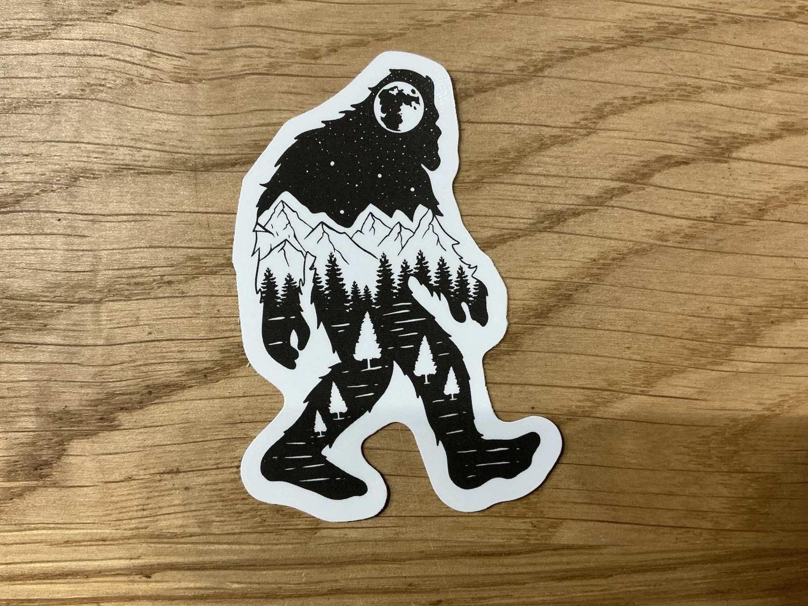 Big Foot Sasquatch Mountains And Trees Design Sticker Travel Decal