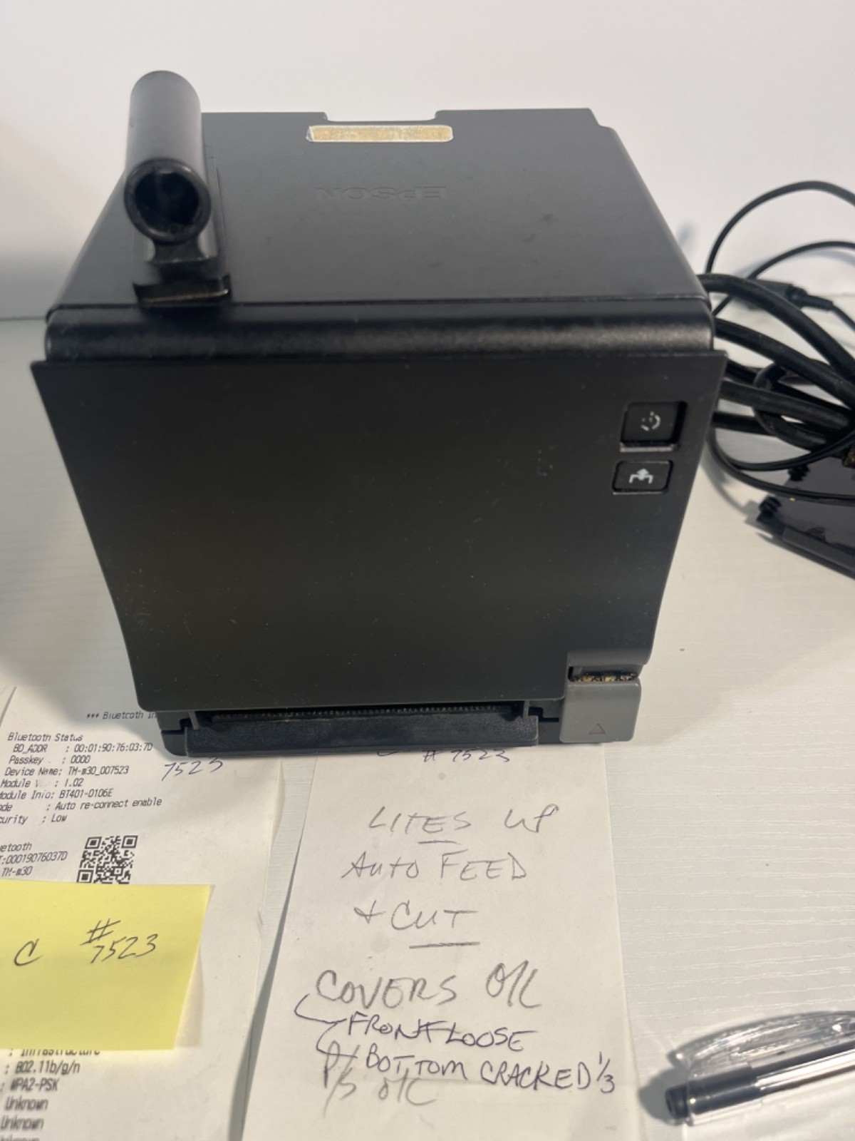 EPSON TMm30ii BLUETOOTH Printer + Power Supply ~TESTED #c7523 $5s/h