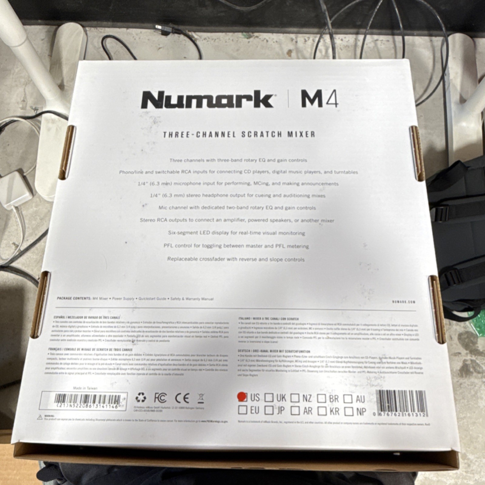 Numark M4 Three-Channel DJ Mixer, Replaceable Crossfader, 3-Band EQ, Black