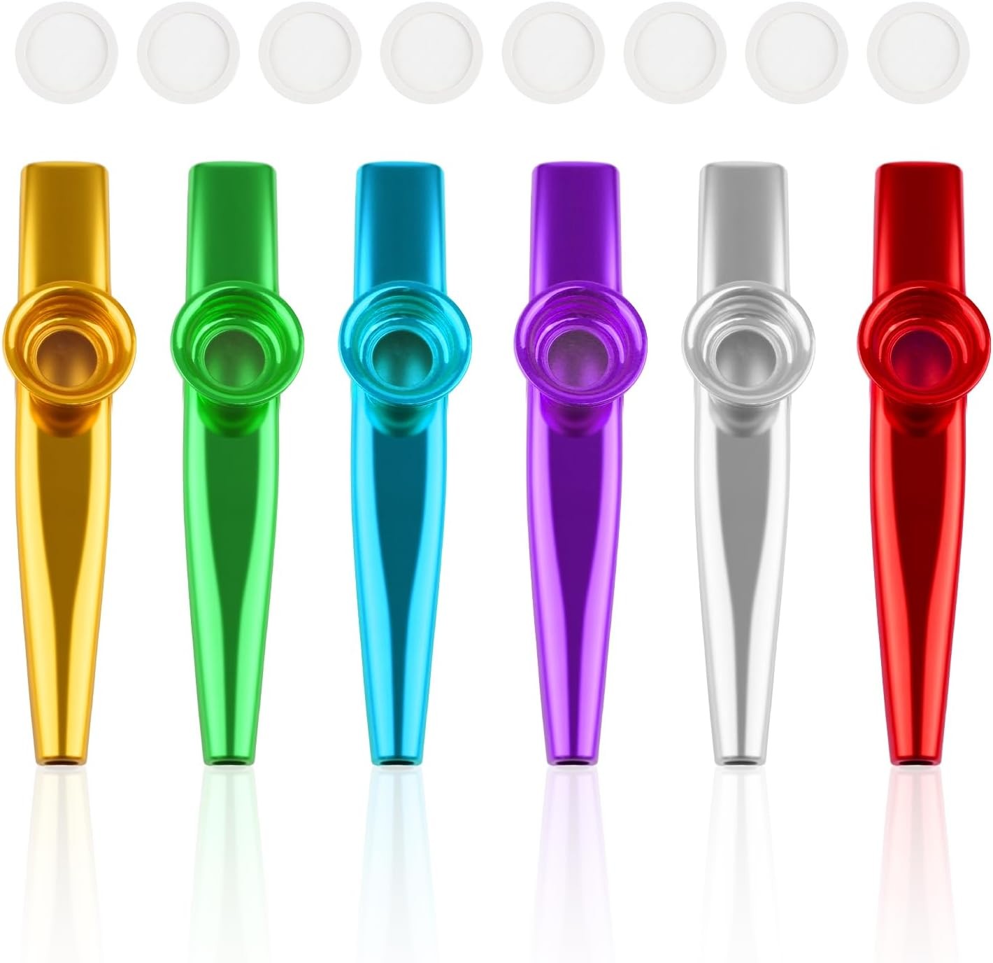 6 PCS Metal Kazoos with 8 PCS Spare Diaphragms - Premium Kazoos Musical
