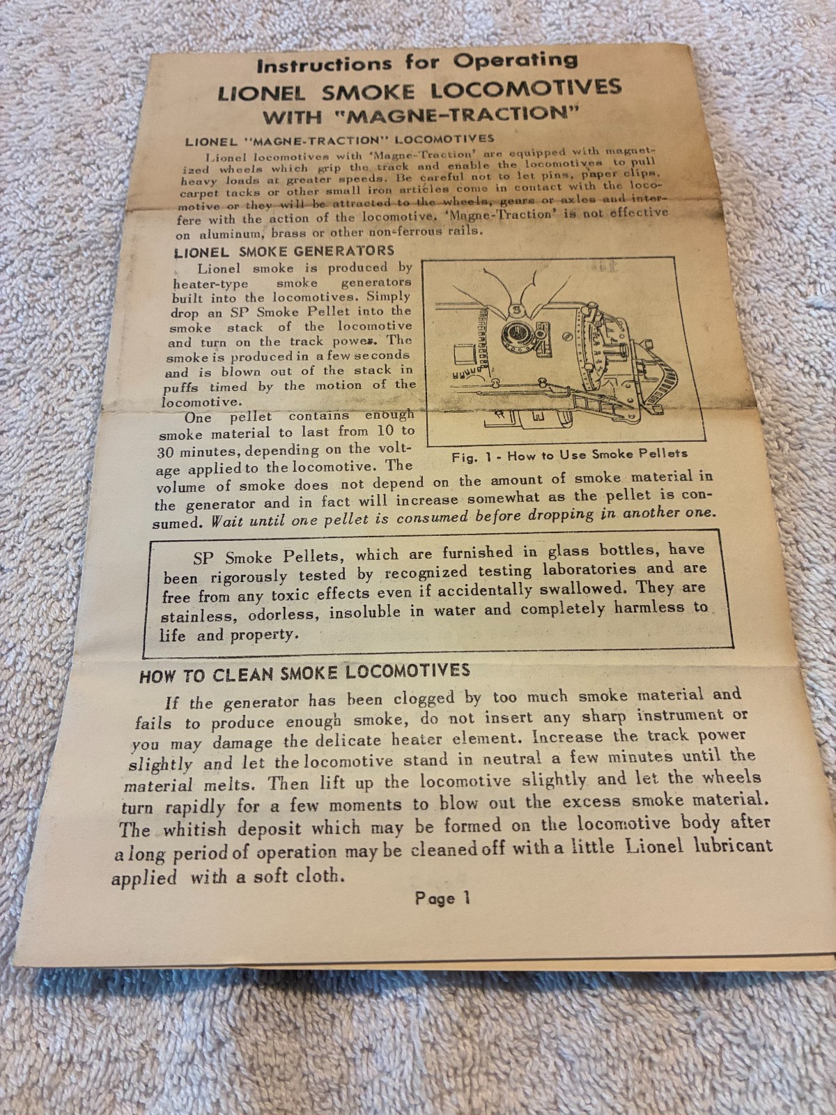Lionel Brochure "How to Operate Lionel Steam-Type Locomotives w/Smoke & Whistle"