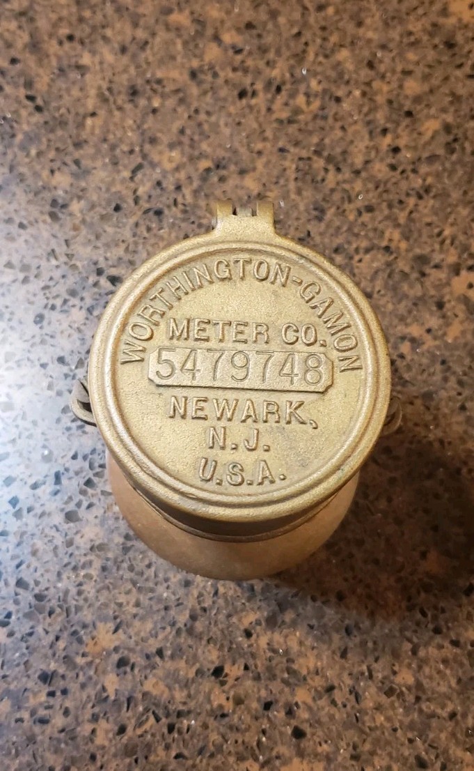 RARE VINTAGE WORTHINGTON GAMON WATER METER BRASS 5/8” TRAIN GEAR COUNTING DIAL