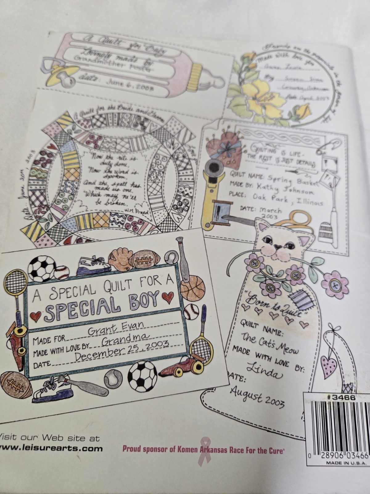 50 NIFTY IRON-ON QUILT LABELS #3466 BY BARBARA HILLMAN FOR LEISURE ARTS