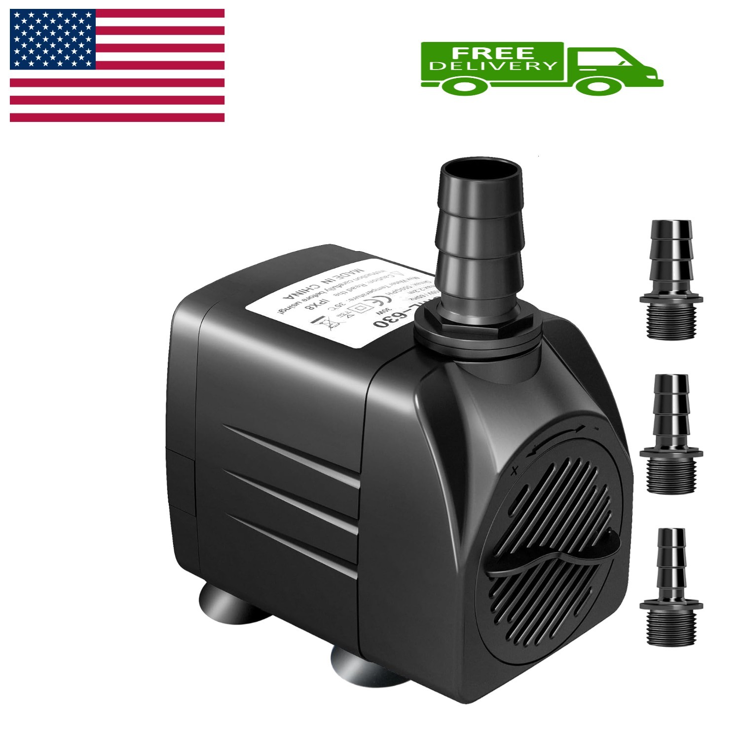 550GPH Submersible Pump 30W Fountain Water Pump, 2000L/H, with 7.2ft High Lif...