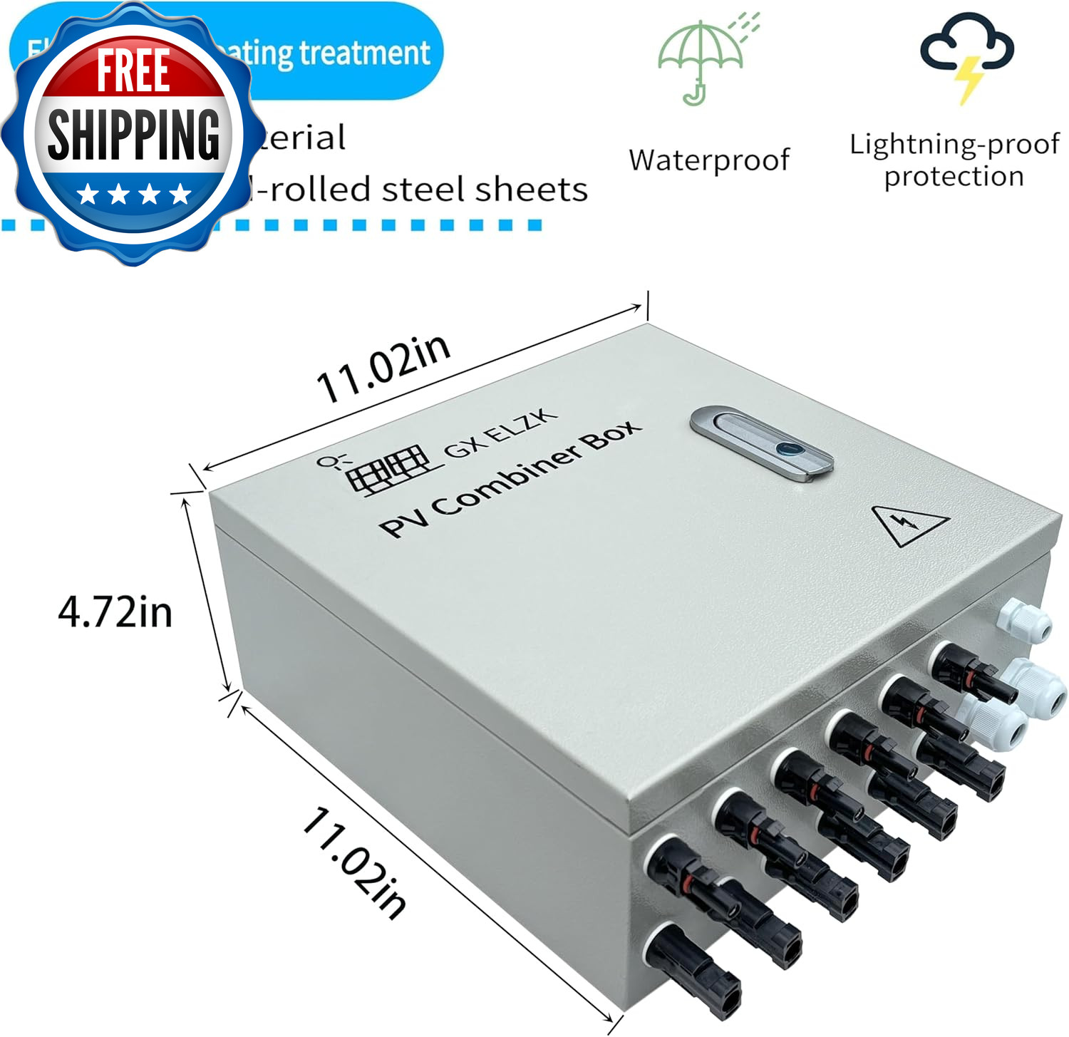 Hardcover 6 Strings Solar Combiner Box 80A DC Main Circuit Breaker...