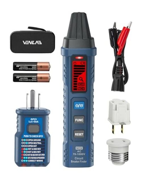 Circuit Breaker Finder with LCD Display, GFCI Outlet Tester, 90-130V