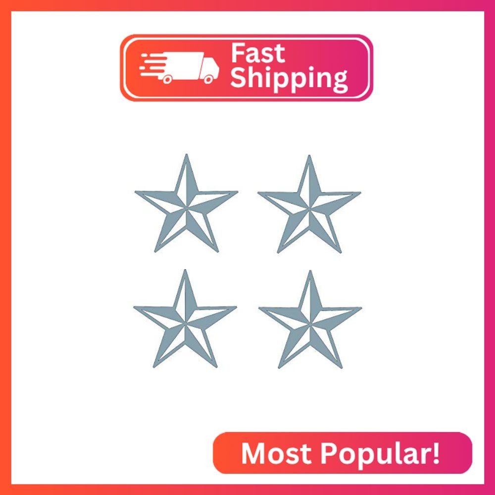 Wild Dingos LLC Set of 4 Small Nautical Stars Vinyl Decal Sticker Silver