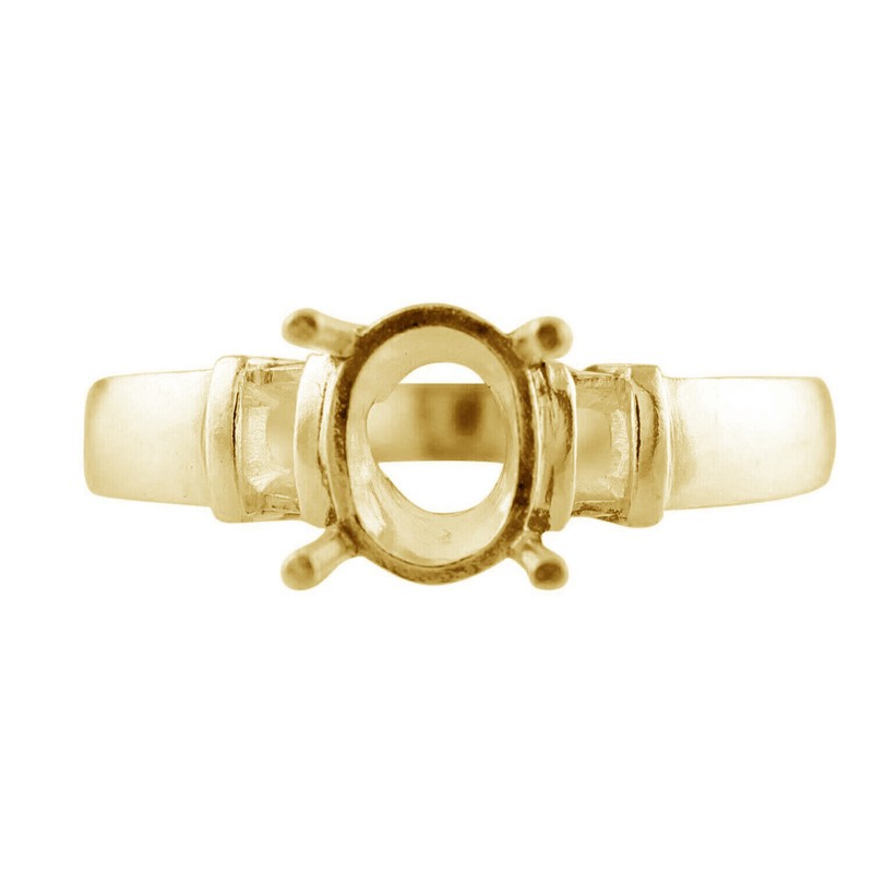 Semi Mount Faceted 6X8MM Sterling Silver Ring for Women/Girls