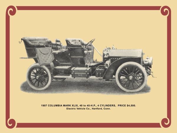 1907 Columbia Mark XLIX Auto - Hartford, CT New Metal Sign: 12x16" Ships Free
