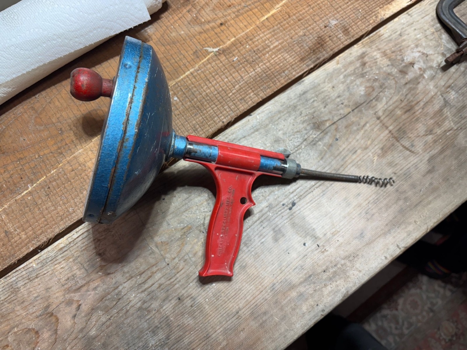 Vintage Chicago Specialty Co. Drain Snake -- Excellent Condition -- Made in USA!