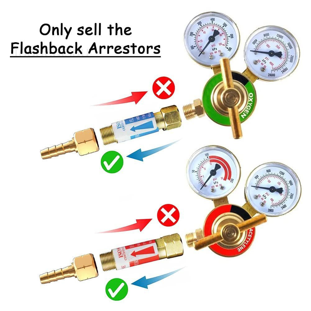 Oxygen & Acetylene/Propane Flashback Arrestors Set Regulator End 9/16-18 Threads