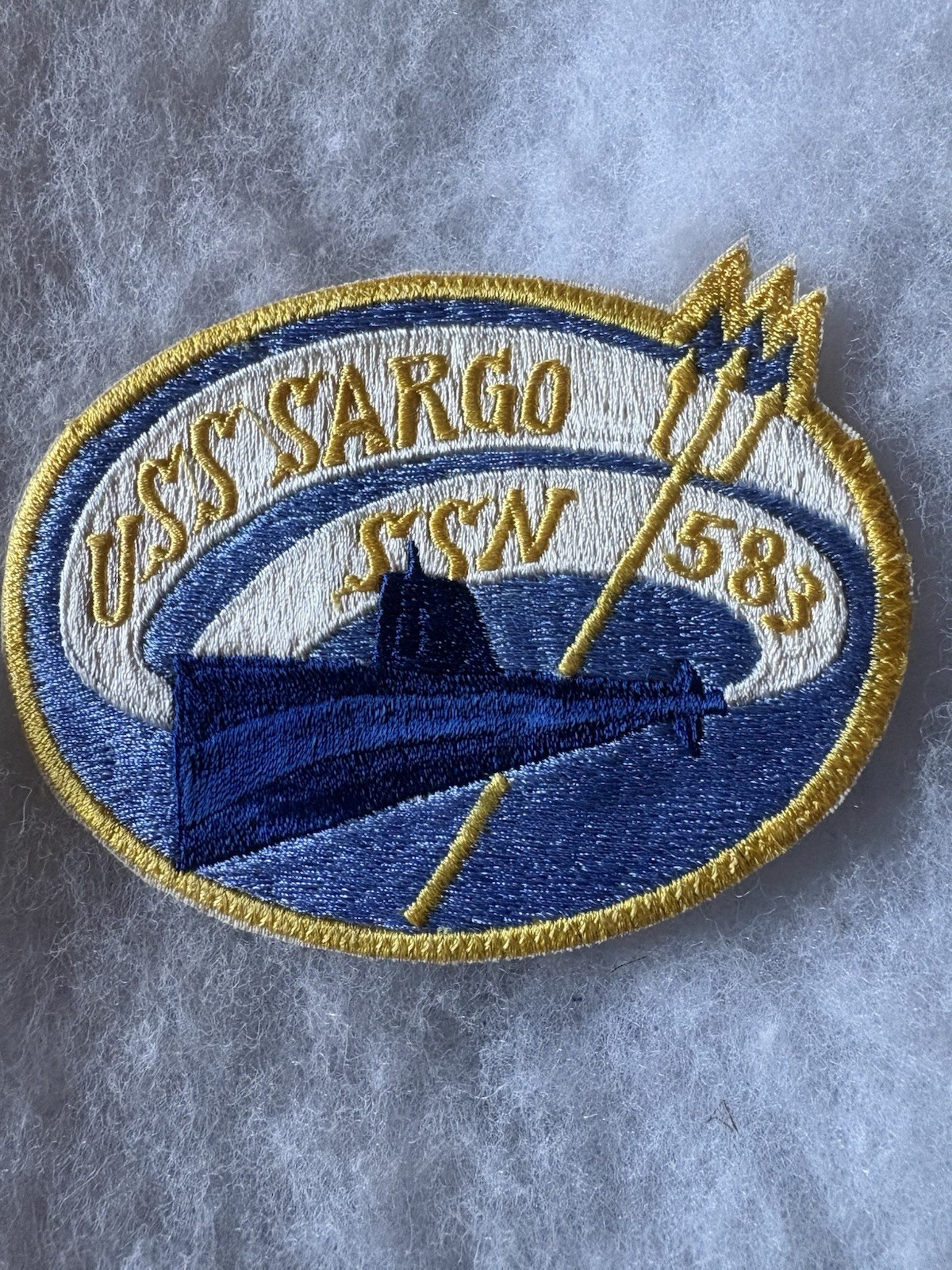 VN era (‘58-‘88) USN Sub 4.5” X 3.5” Oval patch of USS SARGO, SSN 583-NOS-CE-NG
