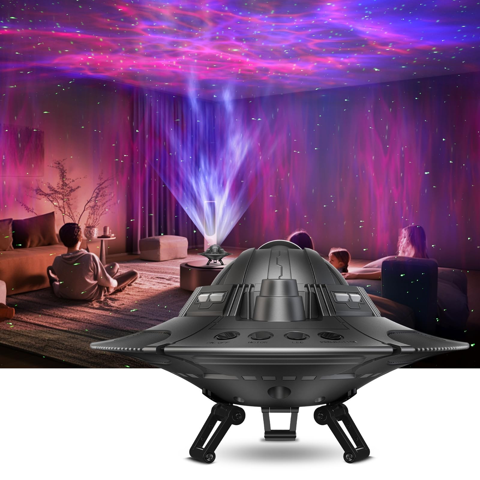 UFO Galaxy Projector, LED Lights for Bedroom, Star Night Gray