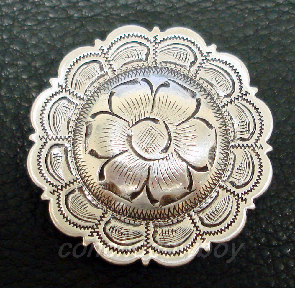 WESTERN HORSE SADDLE HEADSTALL TACK ANTIQUE FLOWER screw back CONCHO SIZE 1 INCH