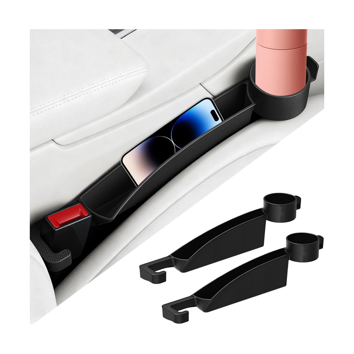 Car Seat Gap Filler, 2PCS Anti-Drop Multifunctional Vehicle Seat Side Gap Plu...