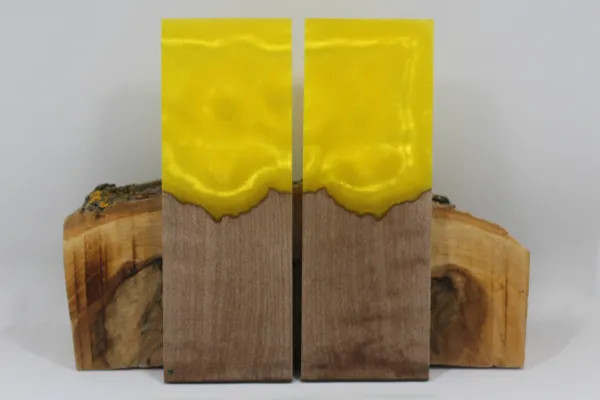 HYBRID STABILIZED MAPLE YELLOW CUSTOM COMPOSITE KNIFE HANDLE MATERIAL (6889)